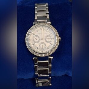 Michael Kors Silver Tone Watch with Crystal Details